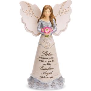 Pavilion Gift Company Elements Sister Guardian Angel Figurine, 6", Pink