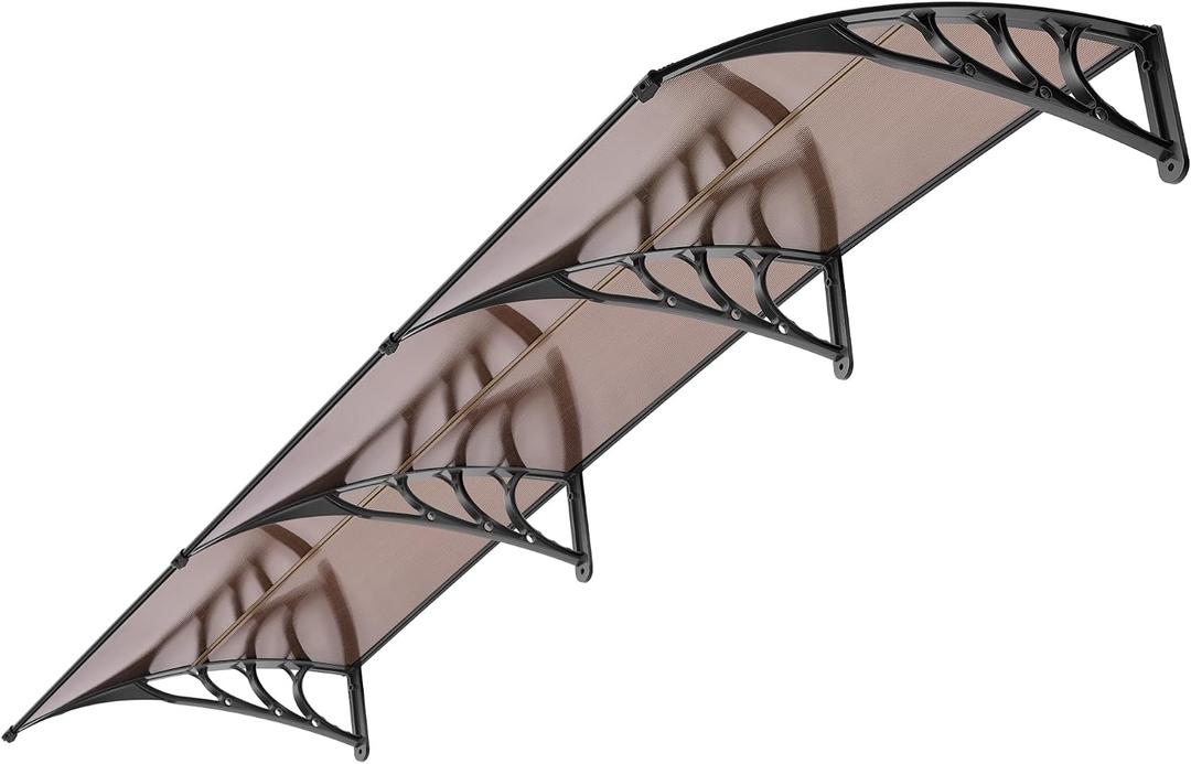 VIVOHOME Polycarbonate Window Door Awning Spliced Canopy Brown with Black Bracket 40 Inch x 120 Inch