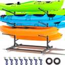 RDCMKL Freestanding Kayak Storage Rack for Outside, Heavy Duty Kayak Storage Hanger for Garage, Adjustable Kayak Stand Outdoor, Canoes, Surfboard & Paddleboard (6 Levels)