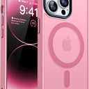 CANSHN Magnetic Compatible with iPhone 14 Pro Max Case [Translucent Matte] [Compatible with Magsafe] Slim Thin Shockproof Protective Bumper Cover Phone Case 6.7 Inch - Pink