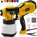 1200W HVLP Paint Sprayer, High Efficiency Electric Spray Paint Gun with 6 Nozzles, Variable Patterns, 40.58 oz Detachable Container, Easy to Clean for Home Improvement Projects (Yellow)
