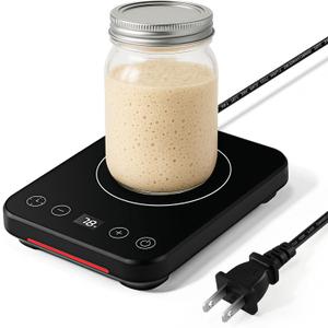LIFVCNT Sourdough Starter Warmer, Auto On/ Off Sourdough Heater with Digital Display, Adjustable Temp 70°F to 100°F & 1-12H Timer for Home Baking Fermentation
