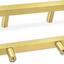 AEEKEL 30 Pack Cabinet Pulls 5" Length Brushed Brass Drawer Handles, 3" Hole Center Square Kitchen Cabinet Handles, Stainless Steel Cabinet Hardware for Bedroom Bathroom Office (Gold)