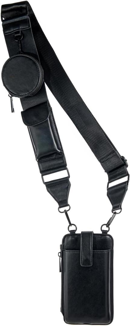 Black Crossbody Phone Bag with Adjustable Strap and Coin Pouch  Stylish PU Leather Shoulder Purse for Everyday Use