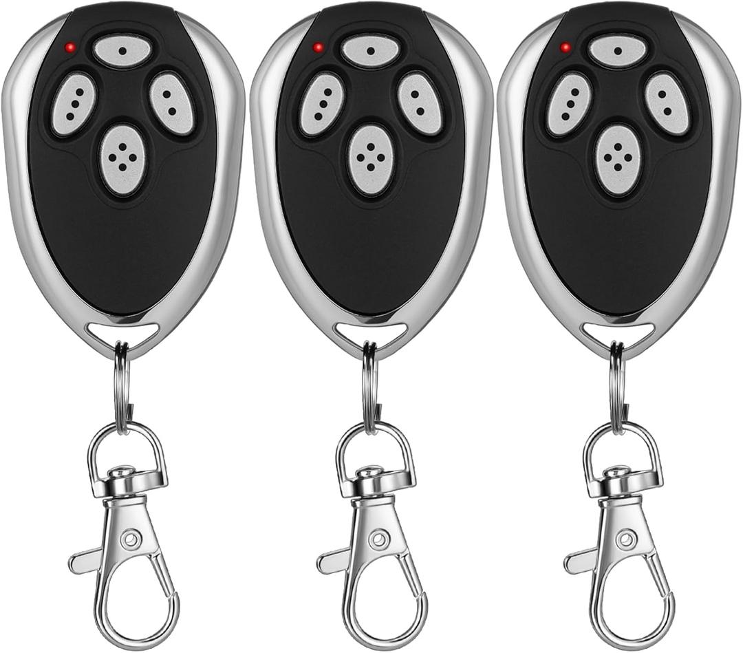 Kingdder 3 Pcs 4 Channels Gate Opener Remote Compatible with Aleko LM123 433.92mhz Garage Door Remote Control Transmitter with Keychain for a Variety of Doors, Easy Programming
