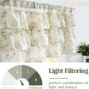 jinchan Ruffled Floral Valance Linen Shabby Chic Small Window Curtain 18 Inch Farmhouse Kitchen Valance for Bedroom Living Room Decor Cottage Rustic Window Treatments 1 Panel Green on Beige