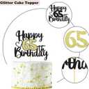 10 x Sumerk 1 PC Happy 65th Birthday Cake Topper Gold Happy Birthday Cake Decorations for Women Men 65th Birthday Cake Toppers Cake Decoration for Birthday Anniversary Party