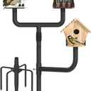 Garbuildman Upgraded Smart Bird Feeder Pole for 3 Birdhouses with Reinforced 5-Prong Base, Adjustable Birdhouse Pole for Outdoors, 3-in-1 Bird Feeder Stand Mounting Kit for Wild Birds Watching, Black