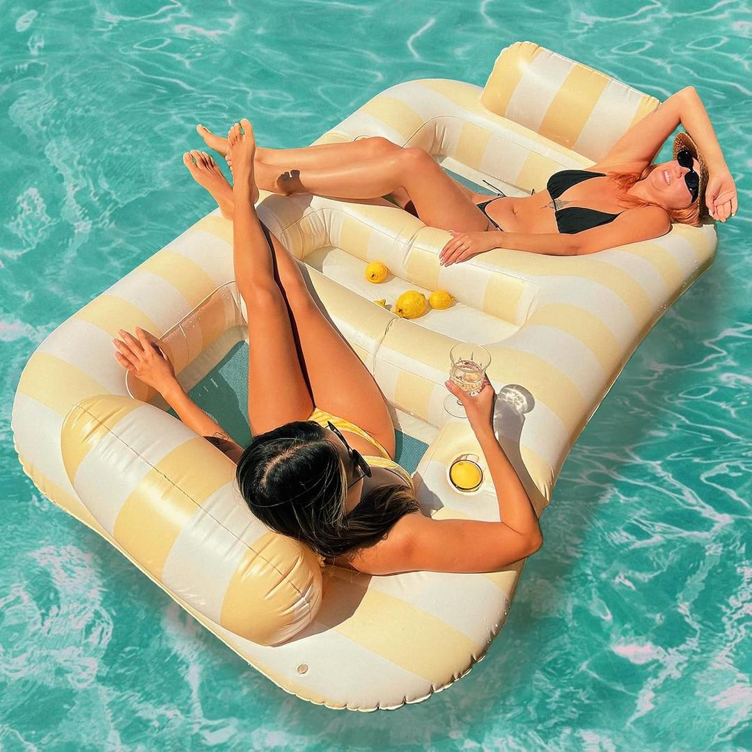 Float Joy Lake Floats for Adults Pool Floaties River Tube Pool Lounger Inflatable Pool Floats Adult Heavy Duty with Cup Holders for 2 Persons 79" x 47" River Floats Float Joy Lake Floats for Adults Pool Floaties River Tube Pool Lounger Inflatable Pool Floats Adult Heavy Duty with Cup Holders for 2 Persons 79" x 47" River Floats