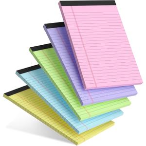 AILZFEI 5pcs Colored Note Pads 5x8 College Ruled Small Legal Pads Paper Notepads 5 Pack Study Back Writing Pads 5 x 8 Paper Pads Perforated Narrow Ruled Pads of Paper 30 Sheets/Pack