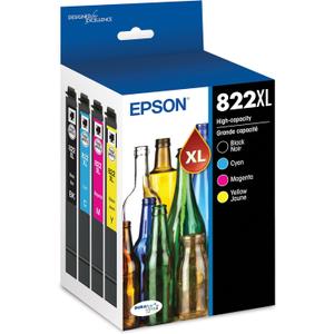Epson 822 DURABrite Ultra Ink High Capacity Black & Color Cartridge Combo Pack (T822XL-XCS) Works with Workforce Pro WF-3820, WF-3823, WF-4820, WF-4830, WF-4833, WF-4834