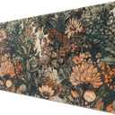 Flower Vintage Desk Pad Aesthetic Desk Mat Flower Mouse Pad Computer Big Mousepad Non-Slip Base Gaming Keyboard Giant Mouse Pad Computer Mat for Laptop Office with Stitched Eges 31.5x11.8 in
