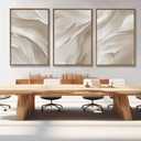 myusuar 3 Piece Large Abstract Framed Wall Art For Living Room, Smoke Texture Ink Beige White Canvas Wall Art Modern Minimalist Art Prints Wall Décor For Bedroom Office 24x36in