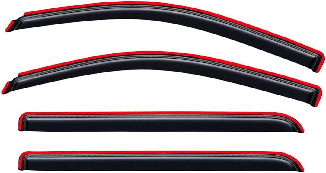 in-Channel Rain Guards for 2014-2018 Chevy Silverado/GMC Sierra 1500 Crew Cab ONLY, Window Visor Shields Vent Deflector Shade Wind Dark Smoke for 15-19 Silverado/Sierra 2500HD 3500HD, Tape on, 4PCS