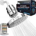SparkPod Luxury Filtered Shower Head Set 23 Stage Shower Filter - Reduces Chlorine and Heavy Metals - High Pressure Showerhead Filter (6" Round, Luxury Polished Chrome)