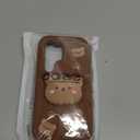 Kawaii 3D Teddy Bear Phone Case for iPhone 15 Pro (with Retractable Phone Stand & Grip) Cute Girly Cartoon Soft Silicone Phone Cover for Girls, Kids, Teens, and Women, Brown