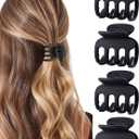 USDNICE Medium Hair Clips Combination 2 Styles Small Claw Clips for Thin Hair 5 Pcs Matte Non-slip Rectangle Jaw Clips Square Hair Accessories for Women and Girls (Black)