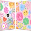 May Chen for iPad 9th Generation with Pencil Holder, iPad 8th/7th Gen Case 10.2-inch, [Penceil Holder] Trifold Stand Auto Wake/Sleep Clear TPU Protection Back Cover, Smile Art