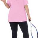 Plus Size Polo Shirts for Women Short Sleeve Golf Shirts V Neck Loose Fit Tennis Shirts Quick-Drying Workout Tops (Pink, XXL)