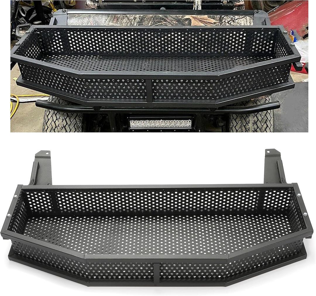 HECASA Black Front Clay Outer Cargo Basket w/Mounting Brackets Compatible with Club Car DS Golf Cart Gas & Electric Models (Hardware Included) (1 Set)