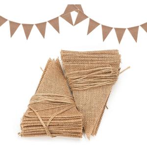 DAHI 32Ft Burlap Banner 48pcs DIY Burlap Banner Brown Fabric Triangle Flag Pennant Banner for Party Decorations Wedding Birthday Outdoor Garden Classroom DecoractionBrown