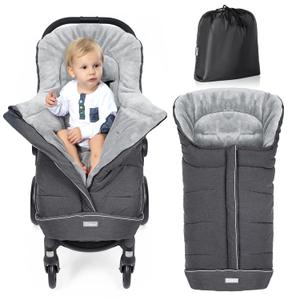 Orzbow Universal Stroller Footmuff, Winter Baby Bunting Bag for Stroller - Baby Sleeping Bag with Coral Fleece Lining for Cold Weather, Water-Repellent, Winter Must Have for Toddler Kids, Dark Grey