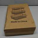 3 Tier Fruit Basket for Kitchen Counter with 2 Banana Hangers, Countertop Metal Fruit Bowl with Wooden Handle, Large Storage Stand for Vegetables, Snacks, Breads, Produce Storage  Black