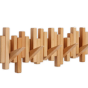 DESAINOPH® Wooden Coat Rack Wall Mounted Sticks Multi Rack Solid Handmade Natural Wood Artwork with 5 Flip-Down Unique Modern Hooks for Coats Bag Hat Umbrella, Beech 5-hooks