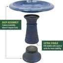 Arcadia Garden Products Fiberclay Bird Bath Outdoor Garden Decor, Antique Vintage Weather Resistant Water Bowl for Backyard and Patio and, 20-inch Tall, Blue