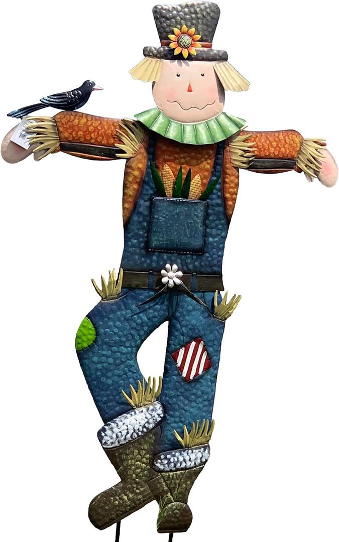 71" x 50" Metal Scarecrow Yard Decoration - Fall Decorations for Home Outdoor, Metal Scarecrow Garden Stake for Fall Harvest Decor, Autumn Yard Signs for Outside Garden Lawn Porch