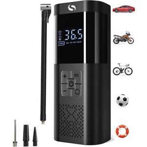 Tire Inflator Portable Air Compressor 150PSI Cordless Air Pump For Car Tires With Digital Pressure Gauge Auto Shut-Off Type C Charging And LED Light For Cars Motorcycles Bicycles Balls And More