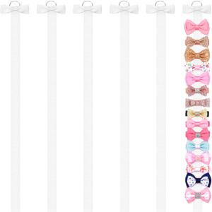 6 PCS Bow Organizer for Girls, Bow Holder for Girls Hair Bows, White Hair Bows Organizer for Wall Hanging Bedroom College Nursery Decors