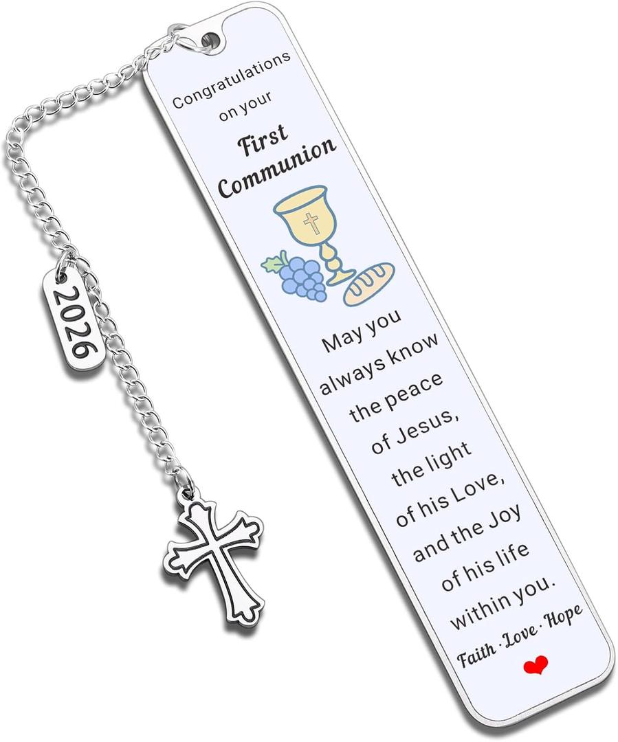 2026 First Communion Gifts for Girls Boys, 1st Communion Gifts for Teens Kids, First Communion Favors, Christian Gifts for Women Men Faith, Religious Bookmarks Gifts for Him Her Book Lover Easter