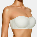 OEAK Womens Strapless Seamless Bandeau Bra Supportive Padded Push Up Wireless Comfortable Tube Bra ,L, White