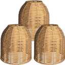 3PACK Coastal Dome Rattan Pendant Light Shades, Set of 3 Woven Boho Lampshade for Floor Lamps, Chandelier, Wall Sconces Light Fixture