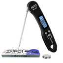 Instant Read Meat Thermometer, 1.2s Fast Read, 1F Accuracy, -58F to 572F, 4.4" Foldable Probe, 0 C Calibration, Min/Max (Session), Auto-Rotating Backlit Display, F/C, Magnetic Back, Auto-Off