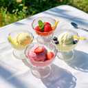 Set of 12 Ice Cream Bowl Set, 8 Ounce Plastic Dessert Bowls, Clear Footed Dessert Cups, Ice Cream Cups Bowls for Sundae, Milkshakes, Parfait, Pudding, Fruit