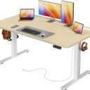 Huuger Electric Standing Desk with Power Outlets and USB-C Port, 55 X 24 Inch Height Adjustable Desk, Sit Stand Desk for Home Office, Computer & Gaming Desk with 4 Presets, Stable Steel Frame, Marple