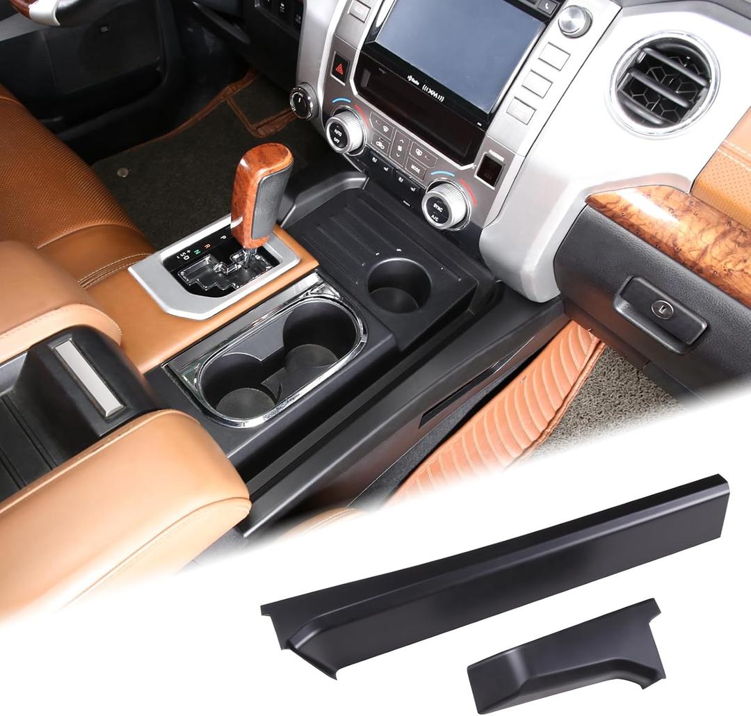 Aunginsy Central Control Gear Box Side Panel Cover Trim Compatible with Toyota Tundra 2014-2021 Inner Center Console Gear Shift Box Side Panel Moulding Side Trim Strip Protect Cover Decor Accessories (Matte Black)