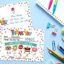Gooji Kid’s Thank You Cards, 25 Pc. Postcards Set, Double-Sided Custom Cardstock with Fill in the Blank Messages for Birthday Party, Event, or Holiday Use, Stickers Included (Party Treats)
