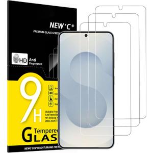 NEW'C 3 Pack Designed for Samsung Galaxy S25 Screen Protector Tempered Glass, Bubble Free, Ultra Resistant | Tempered Glass, Bubble Free, Ultra Resistant (Transparent)