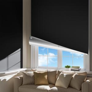 Portable Blackout Curtains for Bedroom, Easy Install No Drill Blackout Shades&Blinds for Indoor Windows with Upgraded Hook&Loop Tapes,100% Black Out Window Cover for Nursery/Travel/Dorm (42"x60"Black)