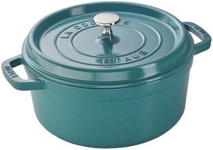 Staub Cast Iron 4-qt Round Cocotte - Turquoise, Made in France