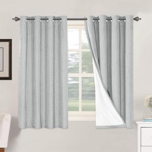 H.VERSAILTEX 100% Blackout Curtains for Bedroom Thermal Insulated Linen Textured Curtains Heat and Full Light Blocking Drapes Living Room Curtains 2 Panel Sets, Glacier Gray, 52x54 Inch