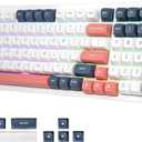 Redragon K723 Wireless Mechanical Gaming Keyboard Creamy, Bluetooth/2.4G/USB-C Wired, RGB Backlit, Hot Swappable Pre-lubed Linear Switches, Custom Gasket Structure for PC/Mac/PS/Xbox, White Blue