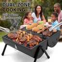 Portable Charcoal Grill, 22" x 17"Small Tabletop BBQ Grill,Dual-Zone Grilling,Heavy Duty Steel, Easy Assembly, Compact & Portable for Outdoor Camping,Picnic,Tailgate,Backyard Party