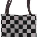 Reuseable Tote Bag Check Shopping Bag Grocery Shoulder Bag Cute Tote Bag for Women College Grocery Bag Cotton Cloth Beach Totes Gift