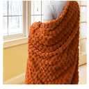 Vessia Flannel Fleece Throw Blanket, 3D Jacquard Burnt Orange Fuzzy and Warm Blanket for Couch, Sofa, Bed, 300GSM Super Soft Touch Cozy Home Decor for All Seasons (50x70 inches)