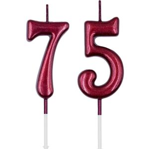 75th & 57th Birthday Candles, Red Number 75 57 Candle for Cake, Happy Birthday Cake Topper Decoration for Birthday Anniversary Celebration Party Supplies
