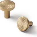 Goo-Ki 1.1''(28 mm) Dia Luxurious & Sturdy Zinc Alloy Cabinet Knobs,Champagne Bronze Drawer Pulls for Kitchen,Drawer,Cupboard & Wardrobe,6 Pack (1.1'' Dia Single Hole Center)